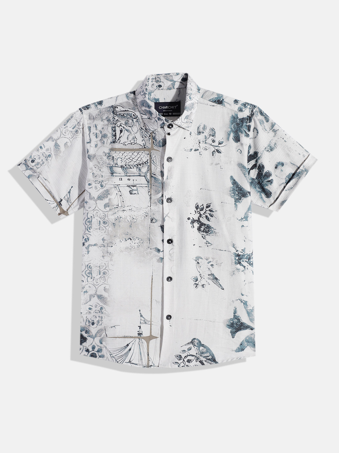 

CHARCHIT Boys Comfort Printed Casual Shirt, Blue
