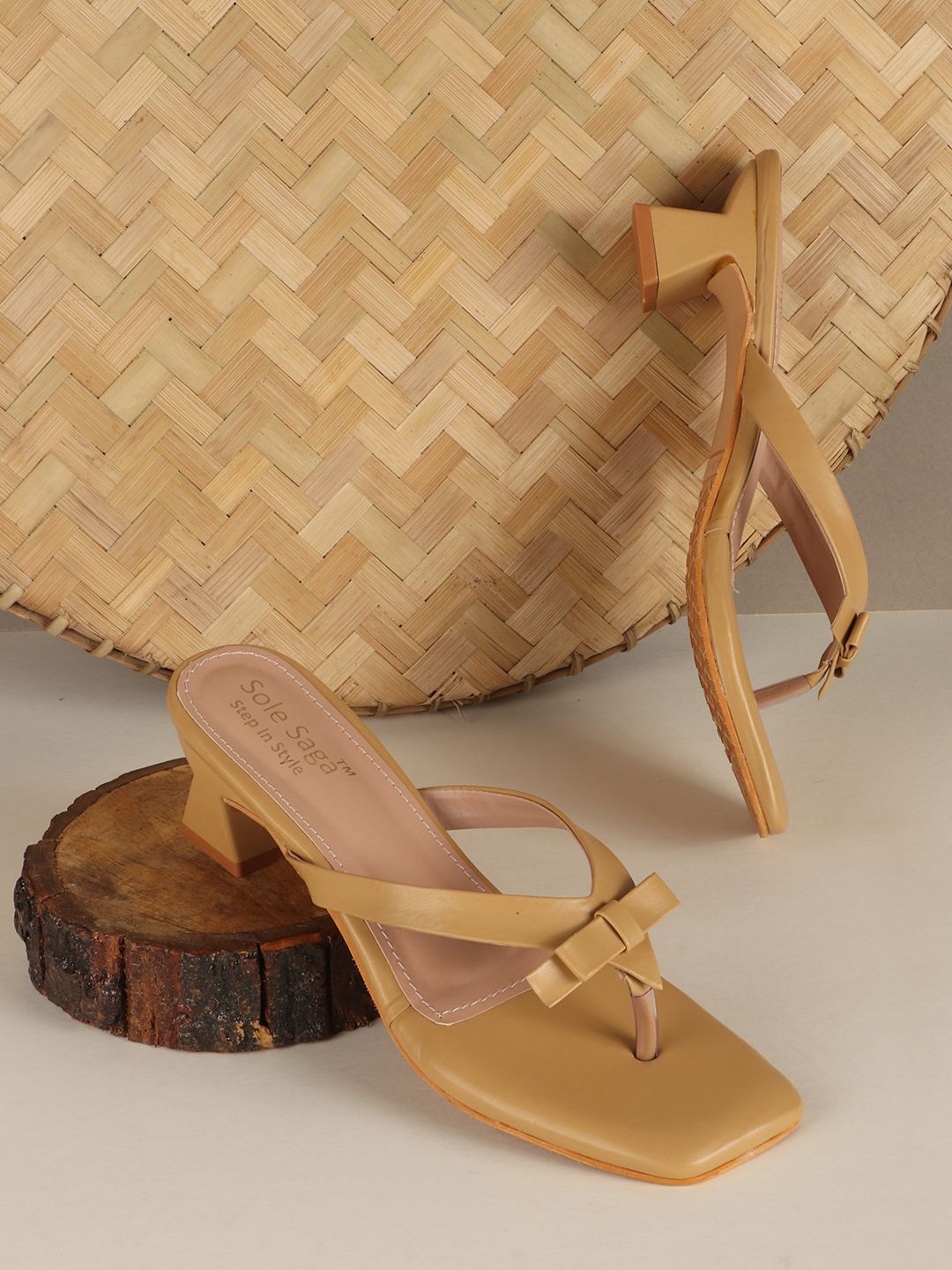 

Sole Saga Women Block Heel Sandals, Camel brown