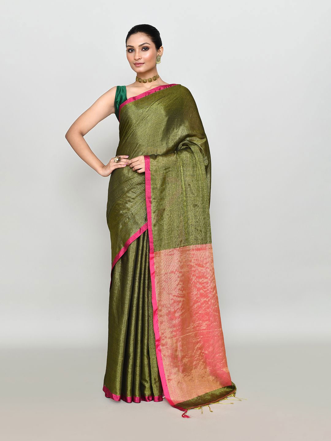 

SPRISH Pure Silk Mysore Silk Saree, Green