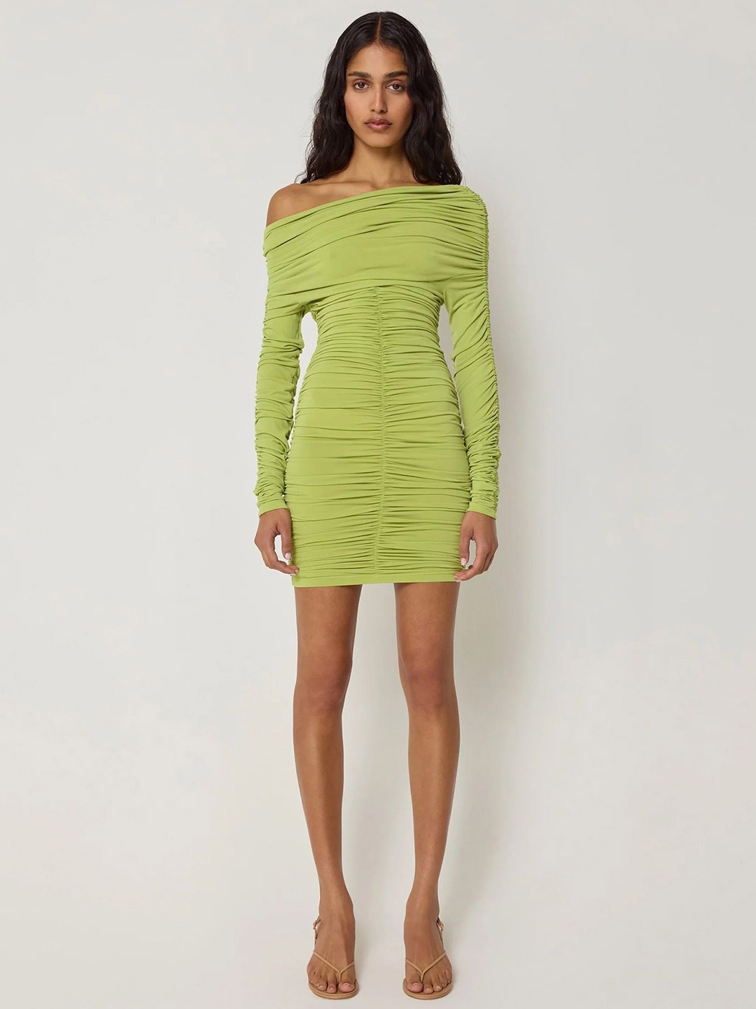 

LULU & SKY Ruched Bodycon Mini Dress, Green