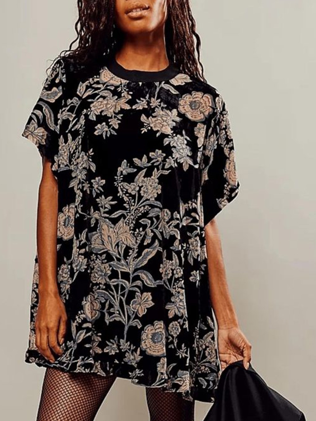 

LULU & SKY Women Floral Printed A-Line Dress, Black