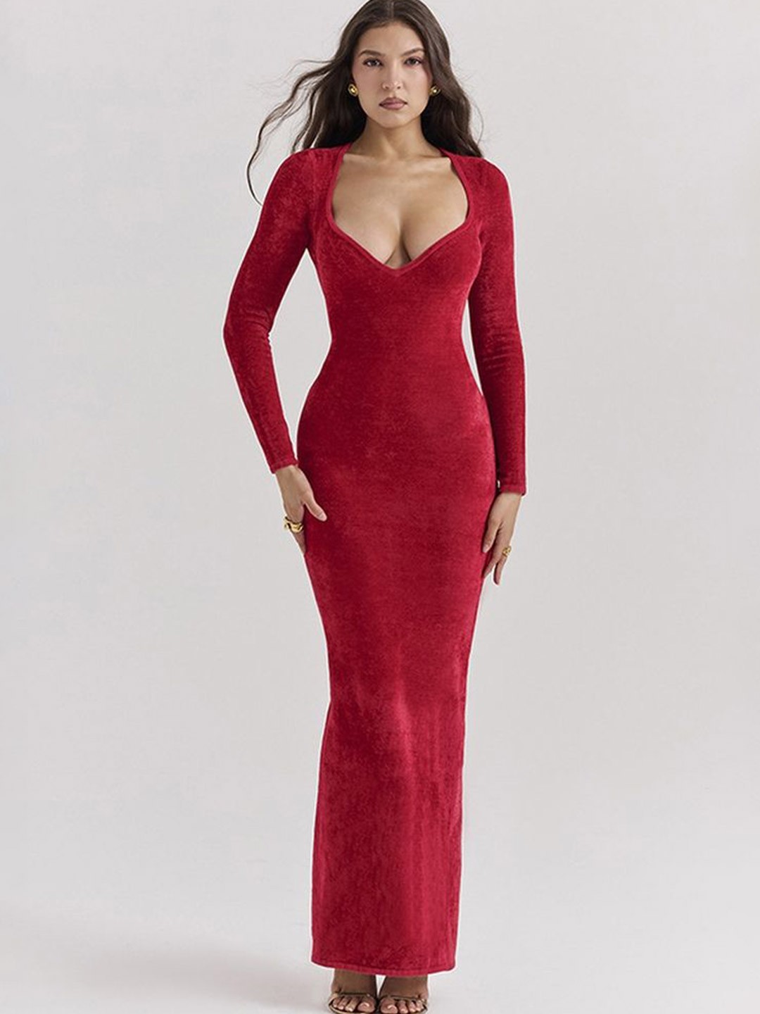 

LULU & SKY Women Bodycon Maxi Dress, Red