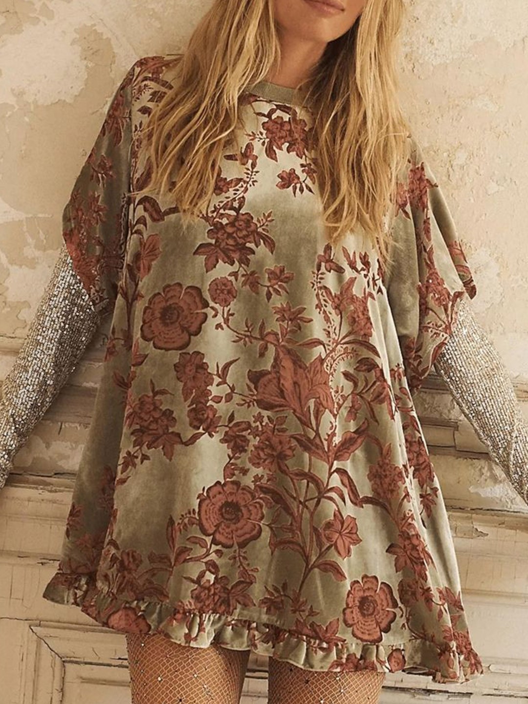 

LULU & SKY Floral Printed A-Line Dress, Beige
