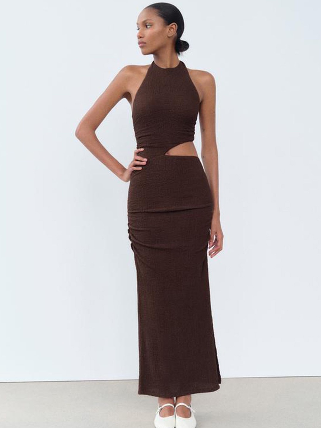 

LULU & SKY Women Halter Neck Maxi Dress, Brown