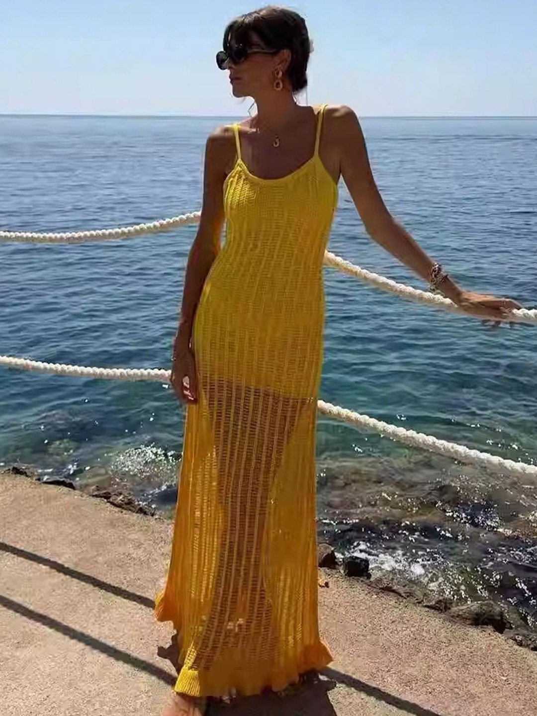 

LULU & SKY Knitted Maxi Dress, Yellow