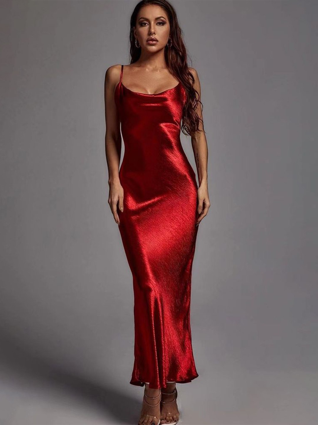 

LULU & SKY Shoulder Straps Maxi Dress, Red