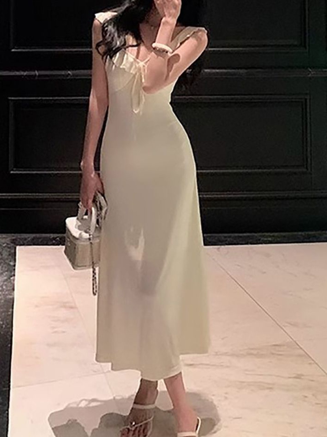 

LULU & SKY Women Flutter Sleeve Sheath Midi Dress, Off white