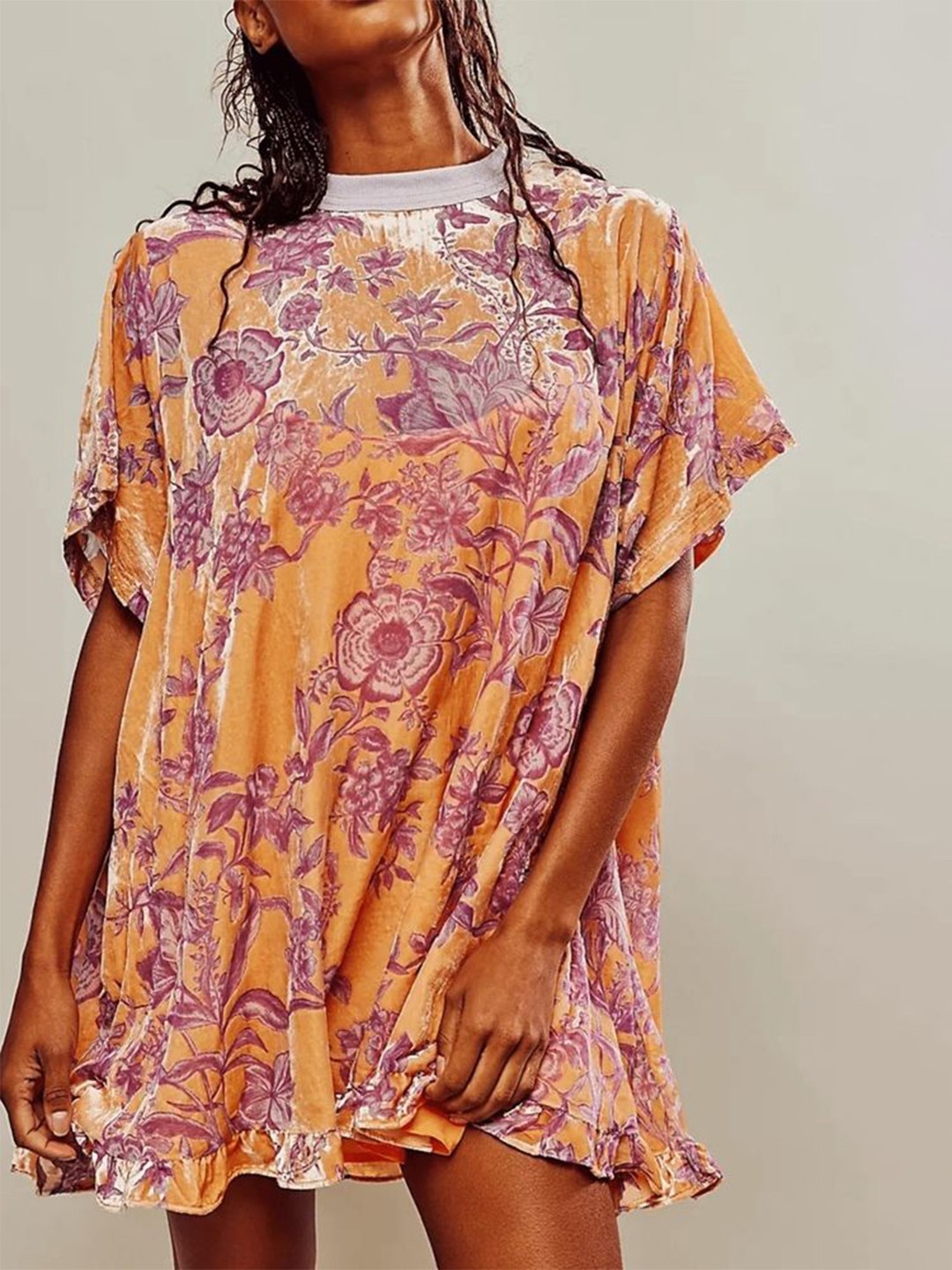 

LULU & SKY Women Floral Printed A-Line Dress, Yellow