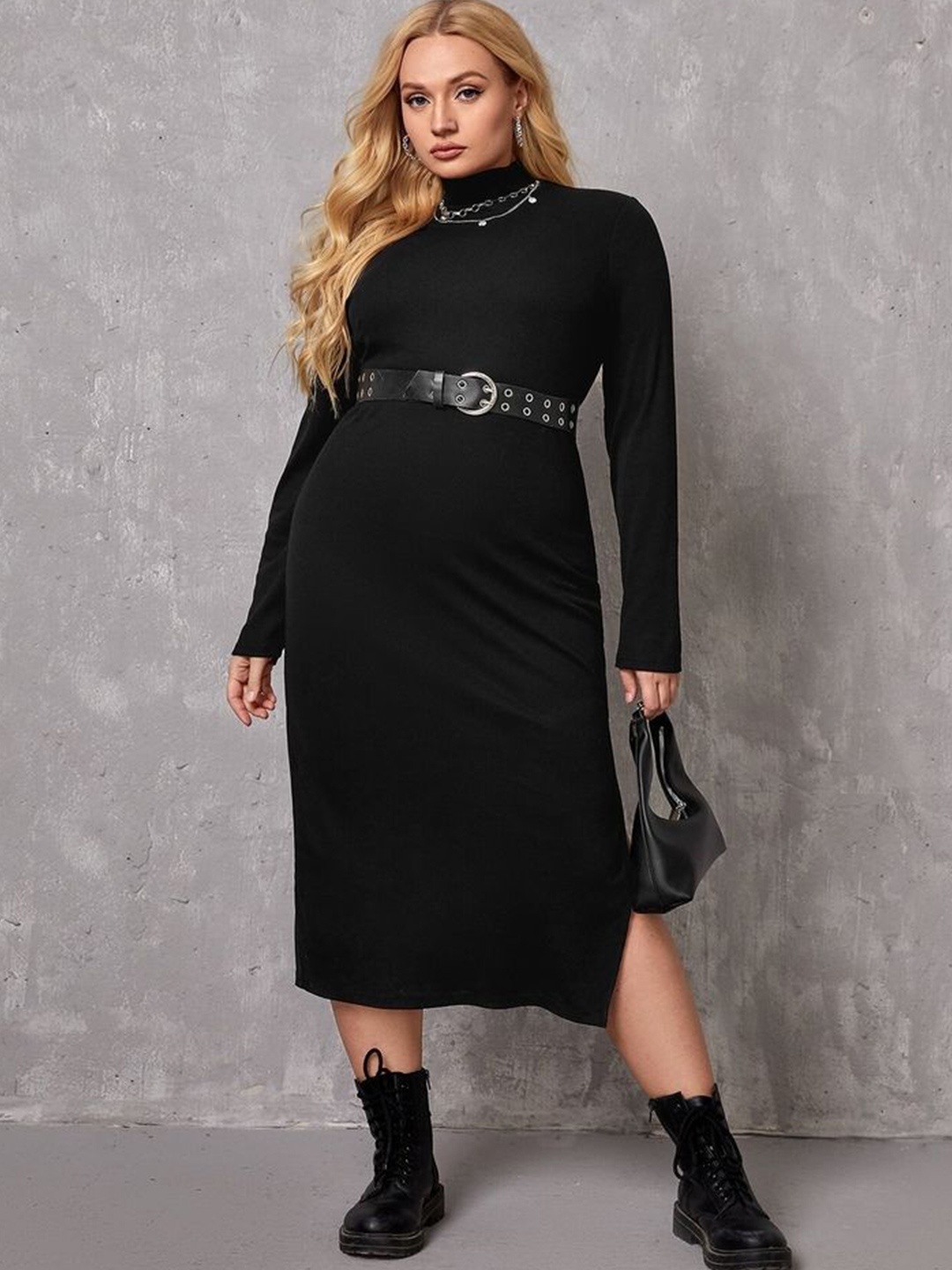 

LULU & SKY Women Plus Size Sheath Midi Dress, Black