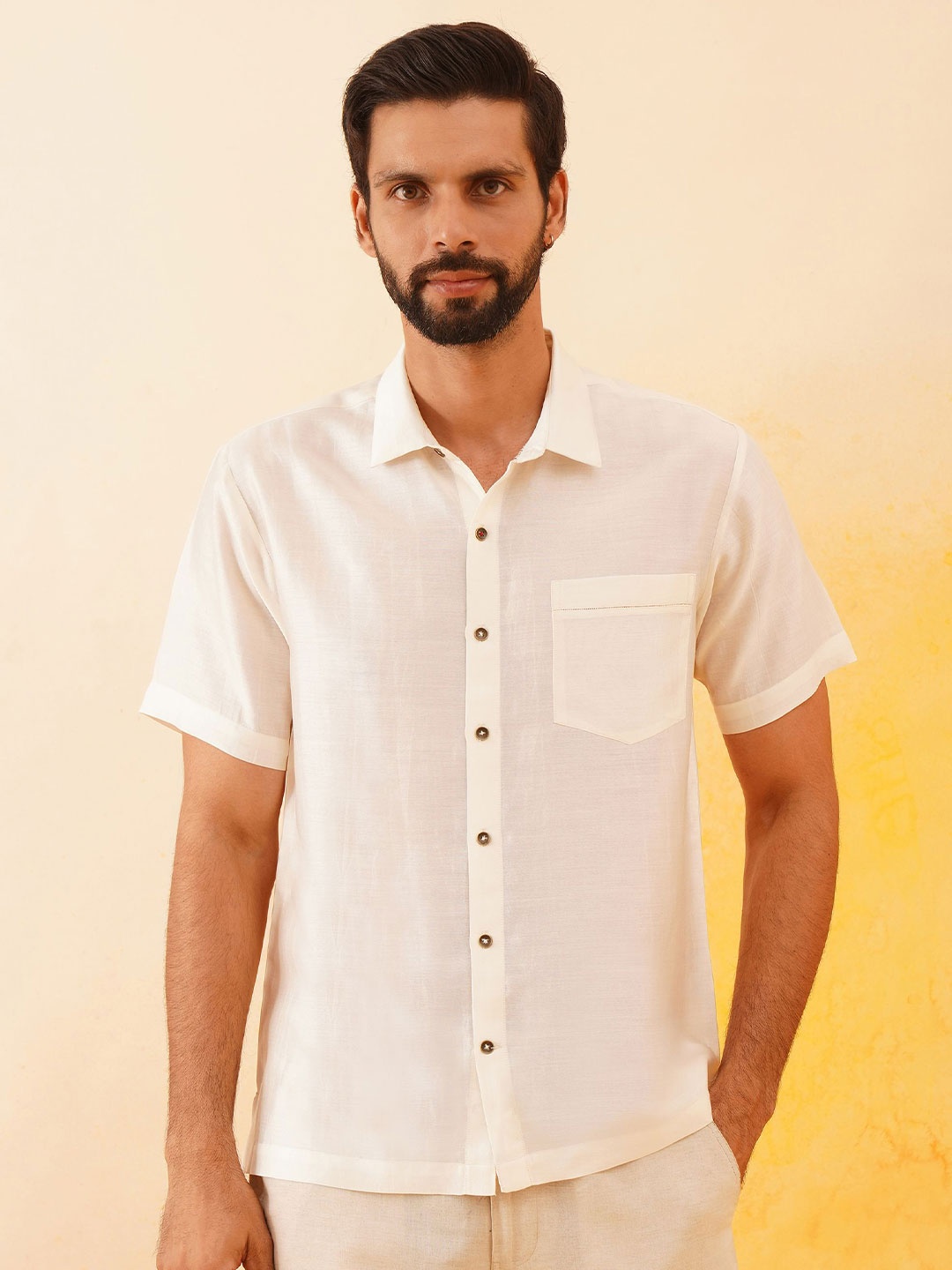 

JAYPORE Men Standard Opaque Casual Shirt, White