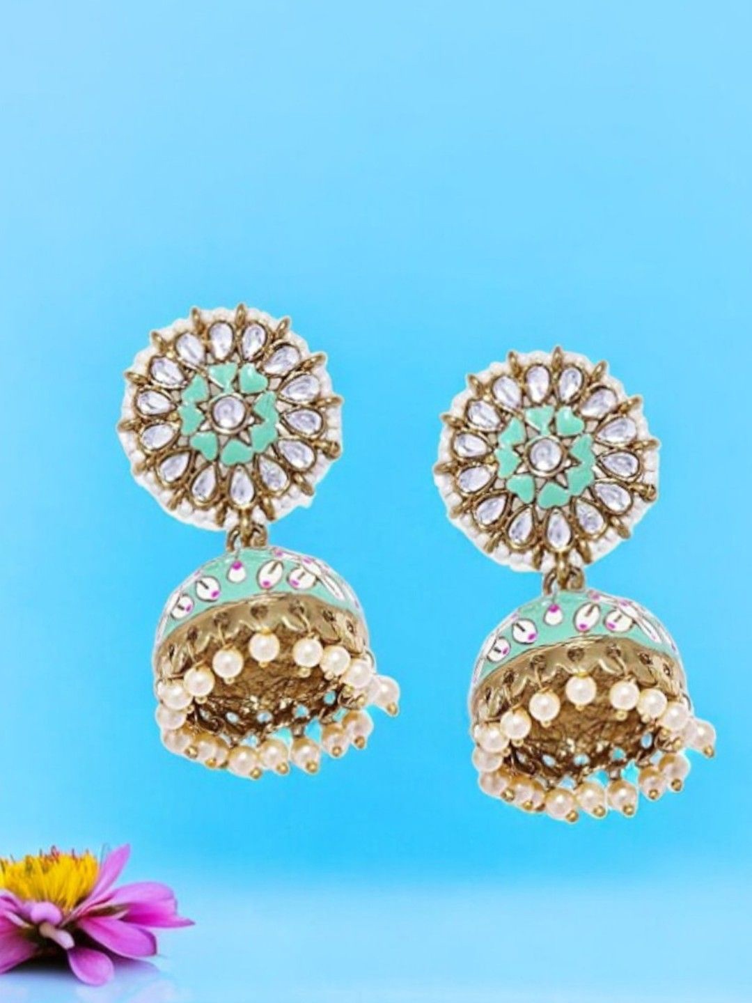 

Anouk Dome Shaped Jhumkas Earrings, Gold