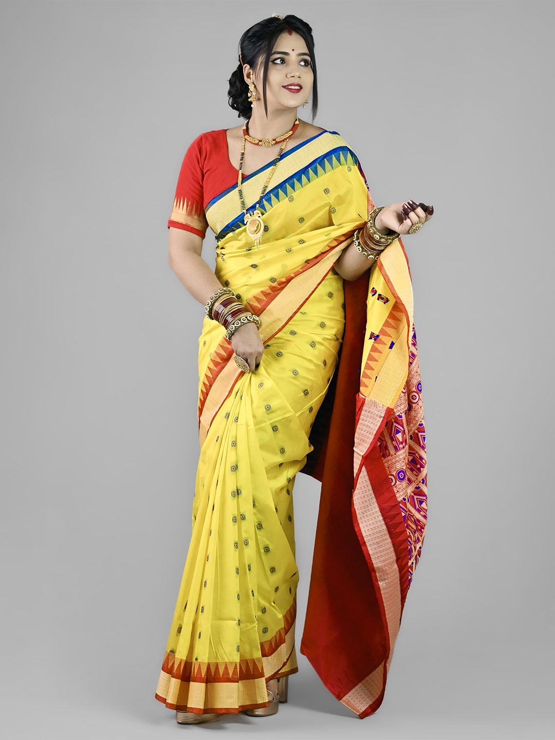 

Shopeezy Tex Fab Woven Design Zari Art Silk Sambalpuri Saree, Gold