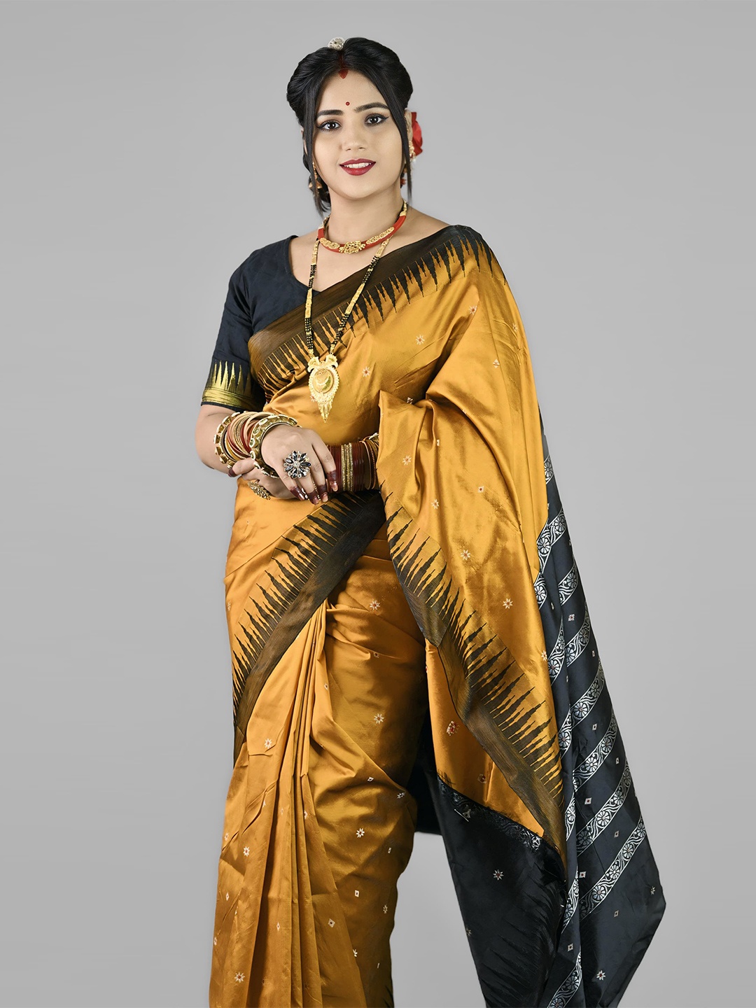 

Shopeezy Tex Fab Woven Design Art Silk Sambalpuri Saree, Mustard