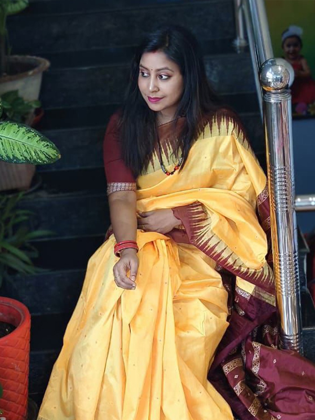 

Shopeezy Tex Fab Art Silk Sambalpuri Saree, Gold