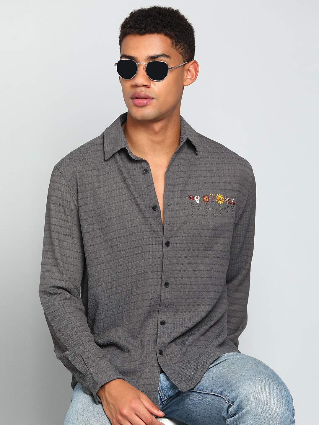 

INDICLUB Men Opaque Casual Shirt, Grey