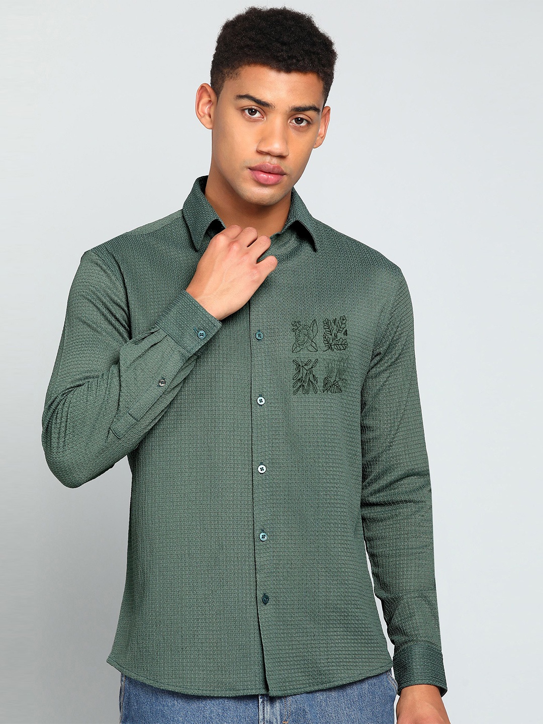 

INDICLUB Men Opaque Casual Shirt, Green
