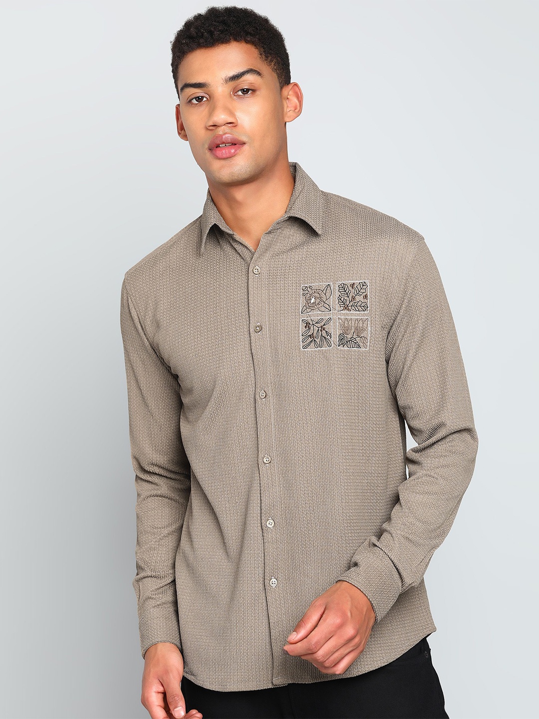 

INDICLUB Men Opaque Casual Shirt, Khaki