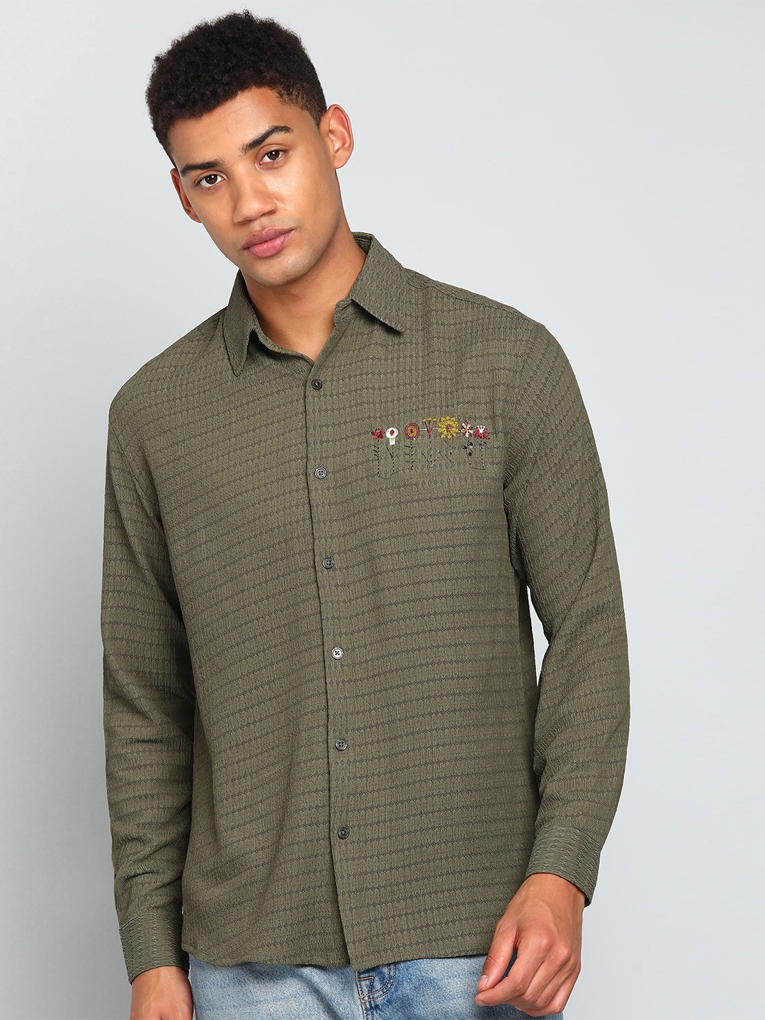 

INDICLUB Men Opaque Casual Shirt, Green
