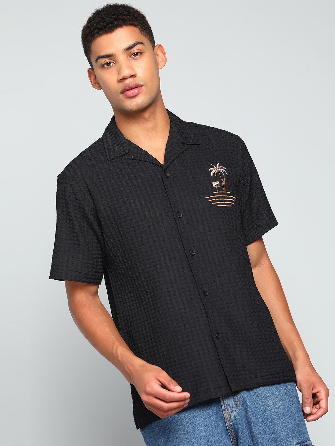 

INDICLUB Men Opaque Casual Shirt, Black