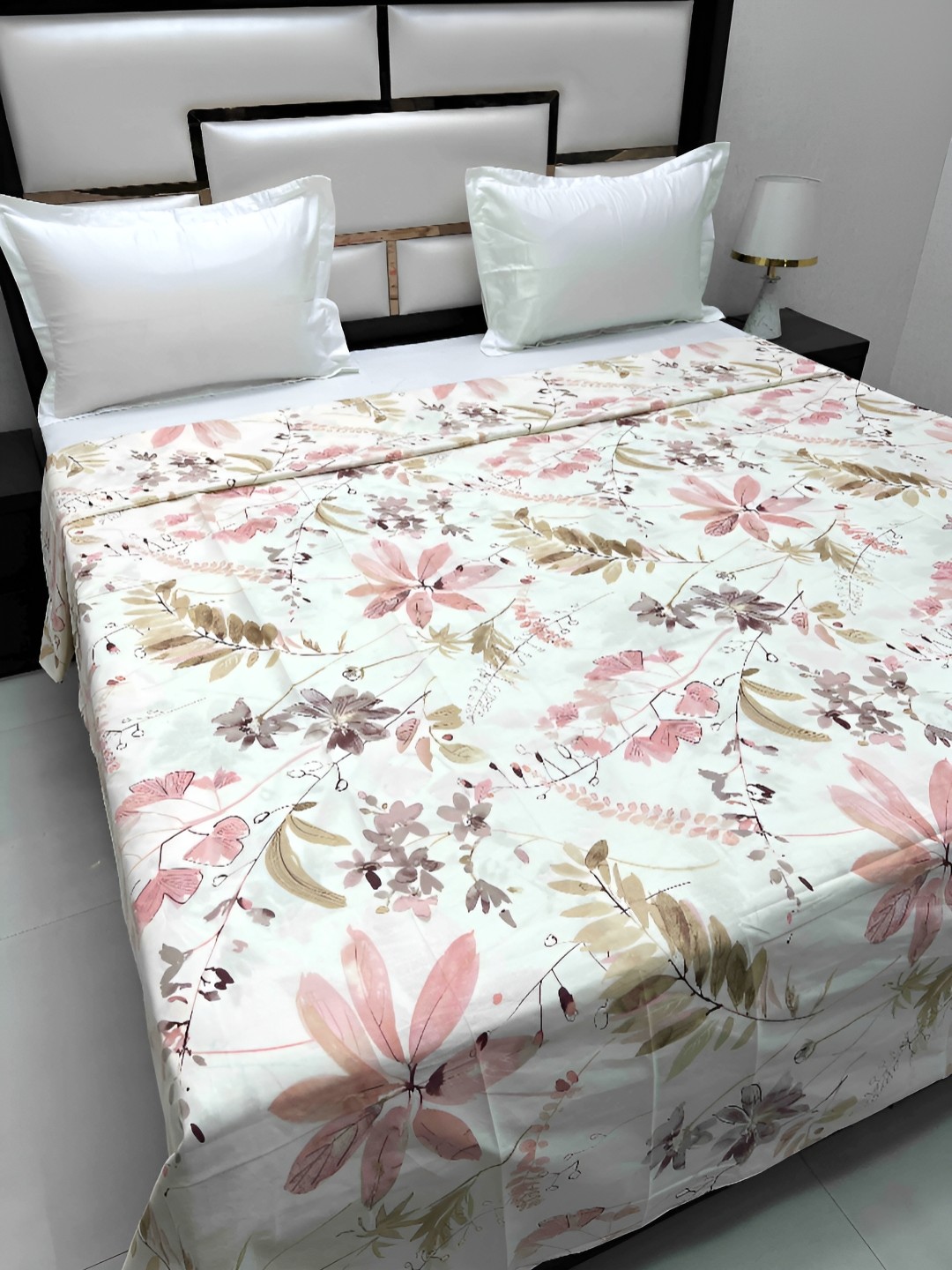 

Pure Decor Cream-color Printed Pure Cotton 230TC Super King Size Duvet Cover With Zipper
