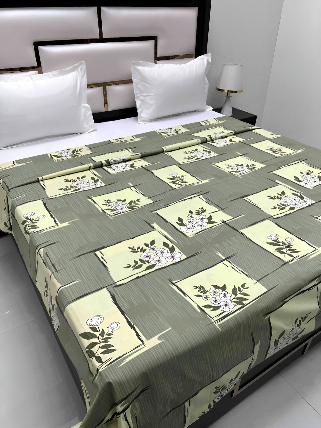 

Pure Decor Cotton Double Bed King Size winter Duvet Cover for Comforter Quilt & Rajai, Green