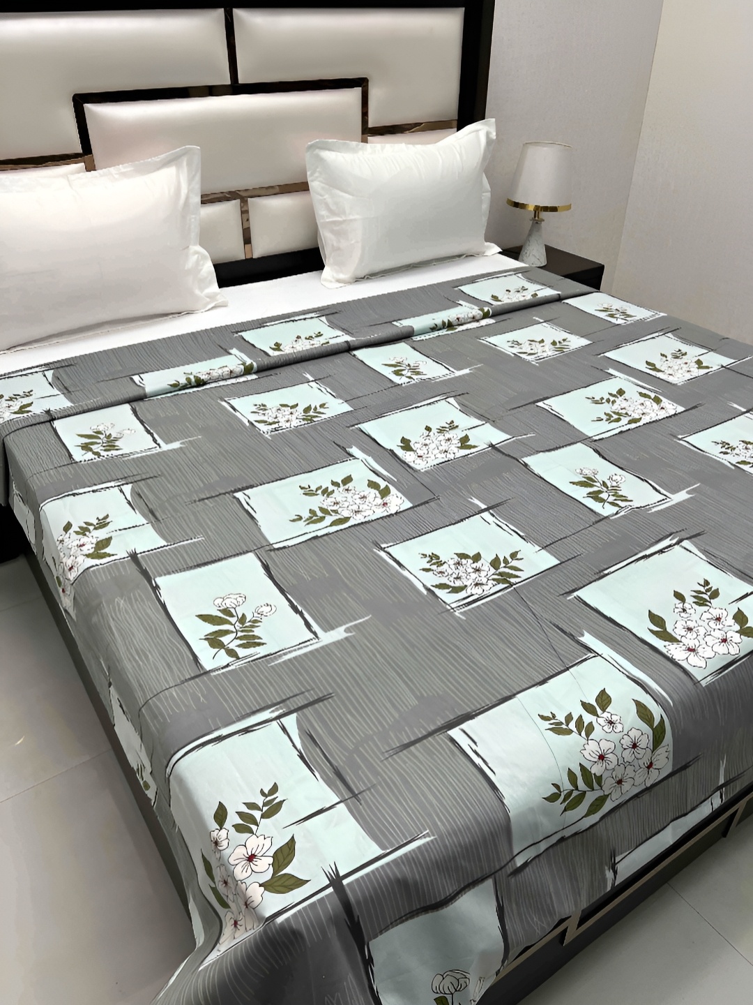 

Pure Decor Cotton Double Bed King Size Winter Duvet Cover for Comforter Quilt & Rajai, Grey