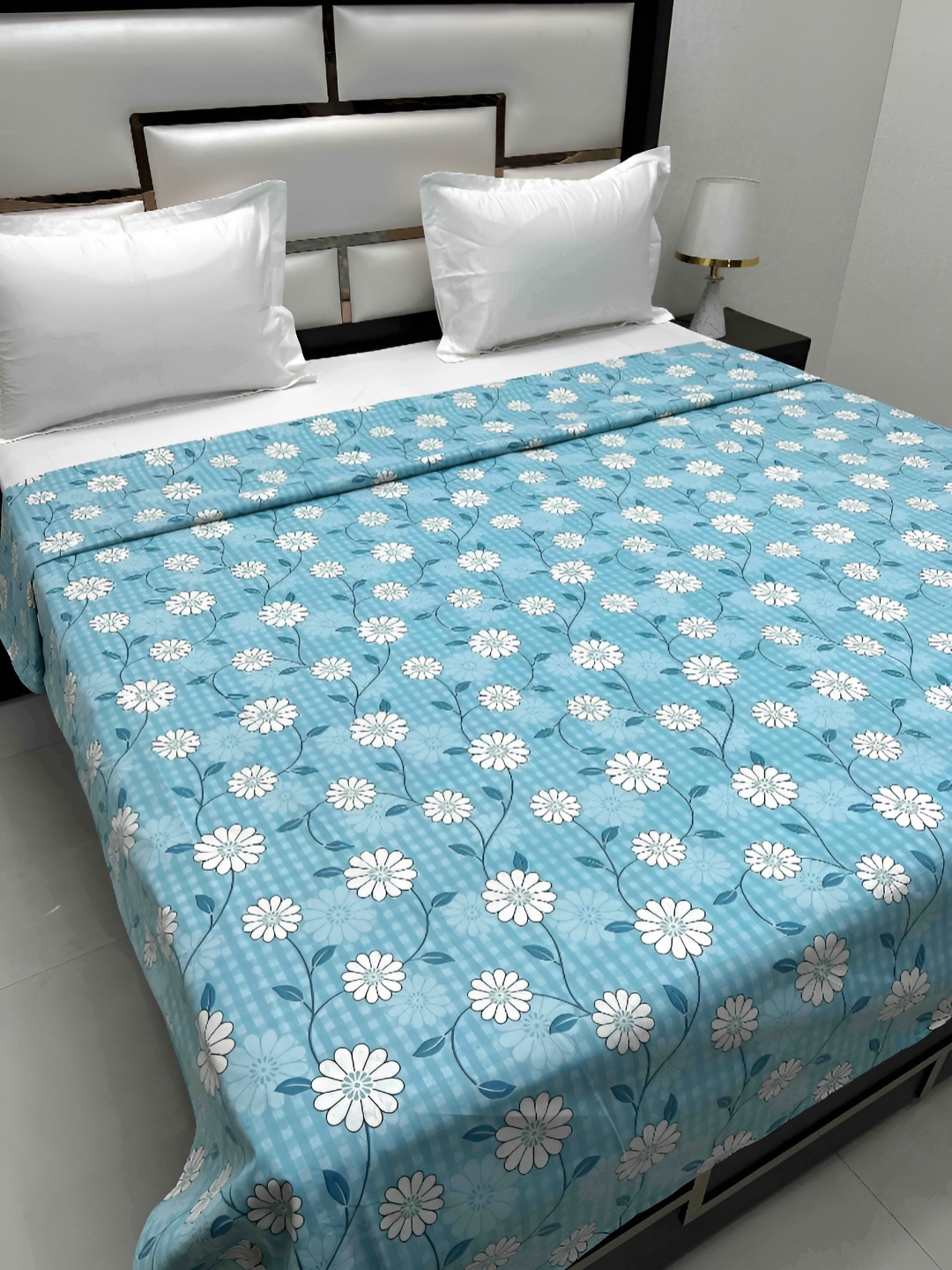 

Pure Decor Cotton Double Bed King Size winter Duvet Cover for Comforter Quilt & Rajai, Blue