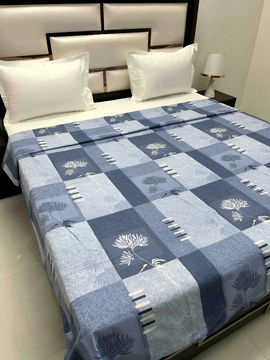 

Pure Decor Cotton Double Bed King Size Winter Duvet Cover for Comforter Quilt & Rajai, Blue