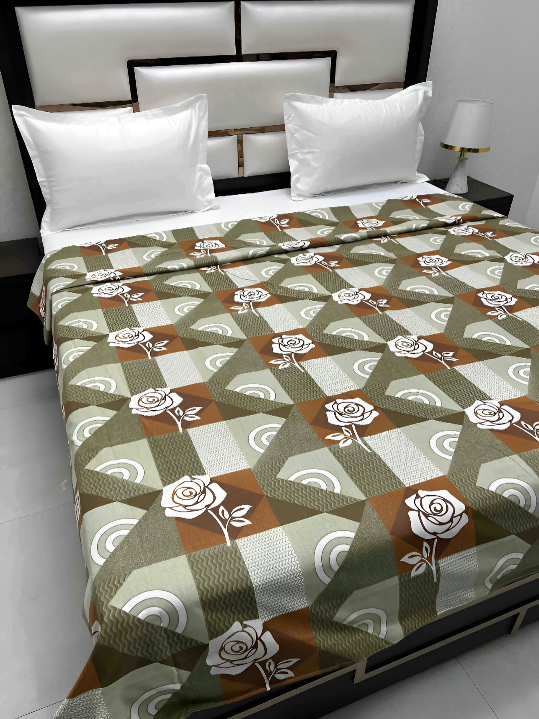 

Pure Decor Cotton Double Bed King Size winter Duvet Cover for Comforter Quilt & Rajai, Green