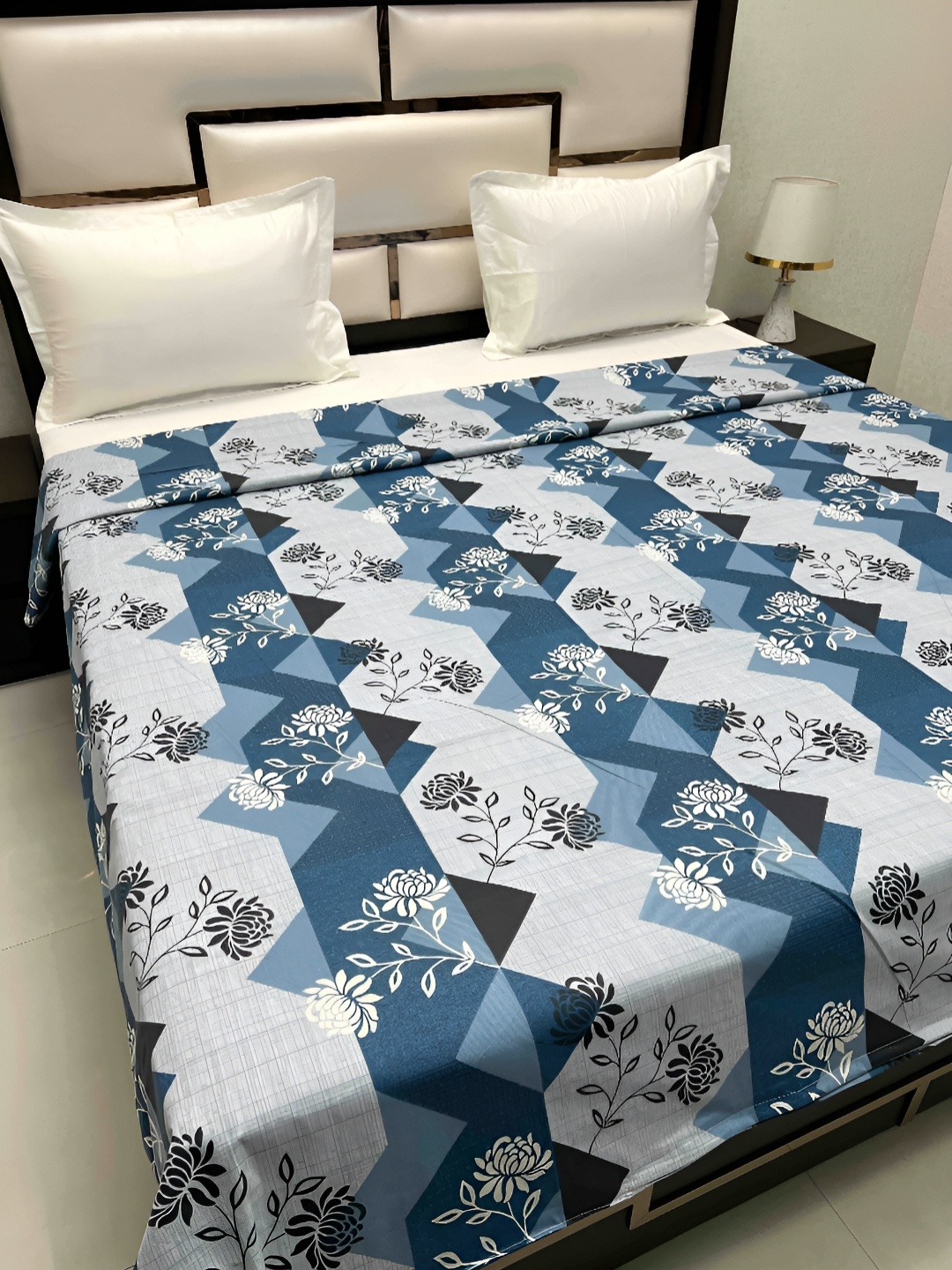 

Pure Decor Cotton Double Bed King Size winter Duvet Cover for Comforter Quilt & Rajai, Blue