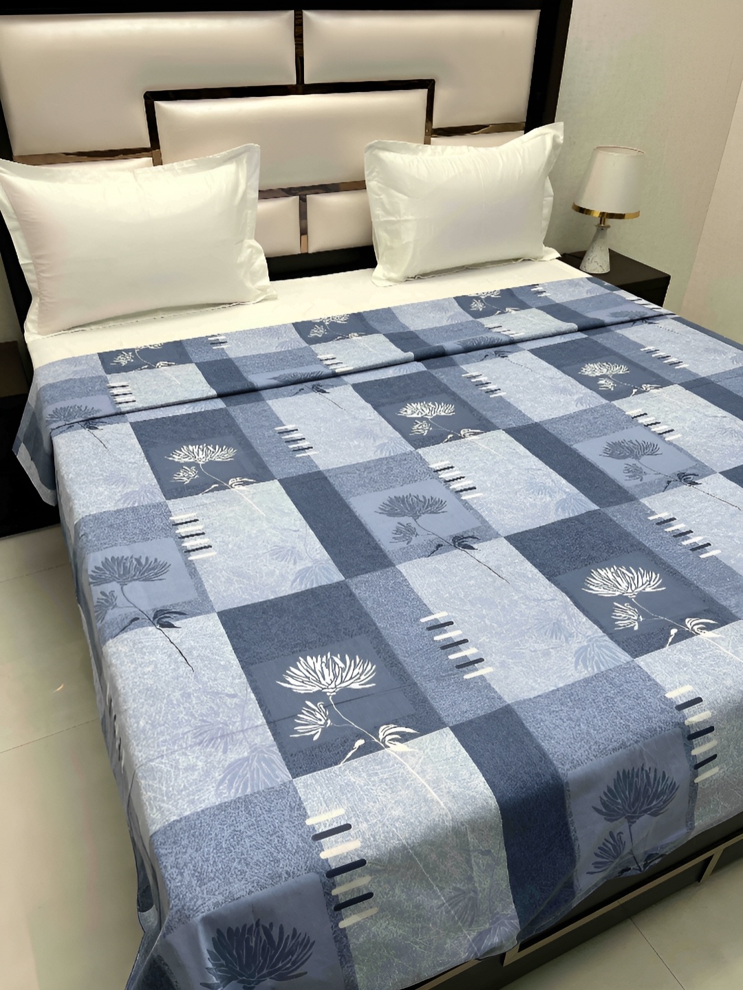 

Pure Decor Cotton Double Bed King Size winter Duvet Cover for Comforter Quilt & Rajai, Blue