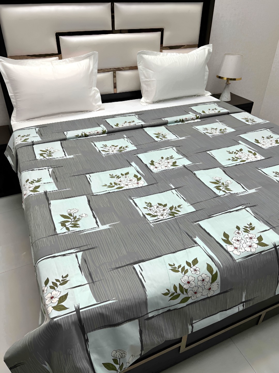

Pure Decor Cotton Double Bed King Size Winter Duvet Cover for Comforter Quilt & Rajai, Grey