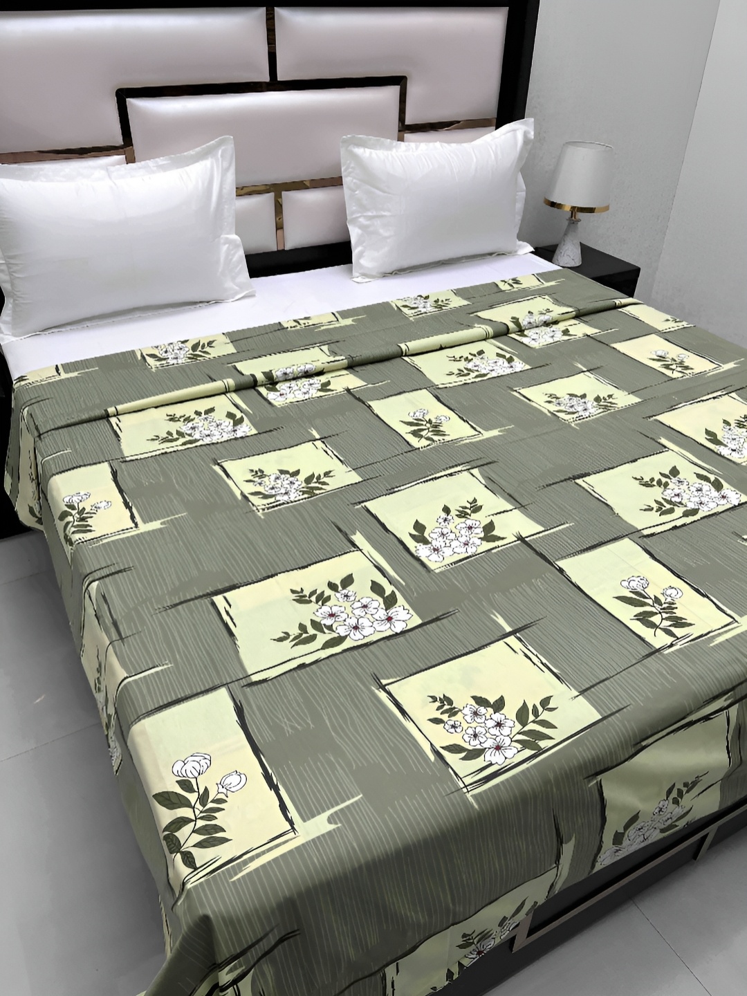 

Pure Decor Cotton Double Bed King Size Winter Duvet Cover for Comforter Quilt & Rajai, Green