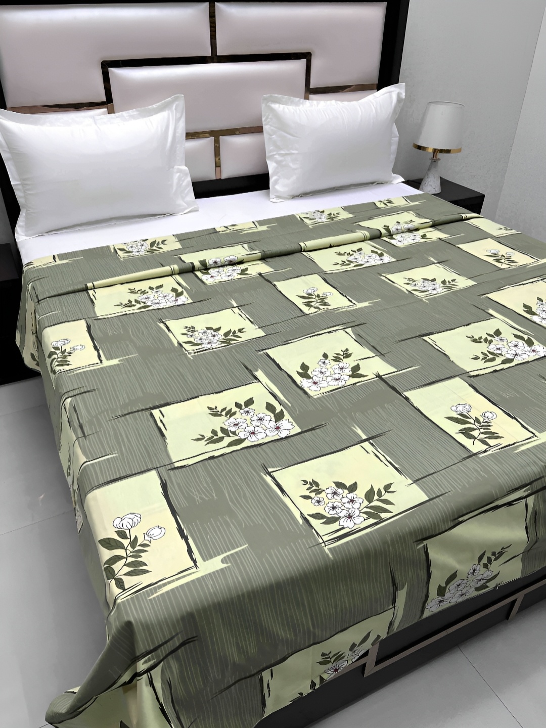 

Pure Decor Cotton Double Bed King Size Winter Duvet Cover for Comforter Quilt & Rajai, Green