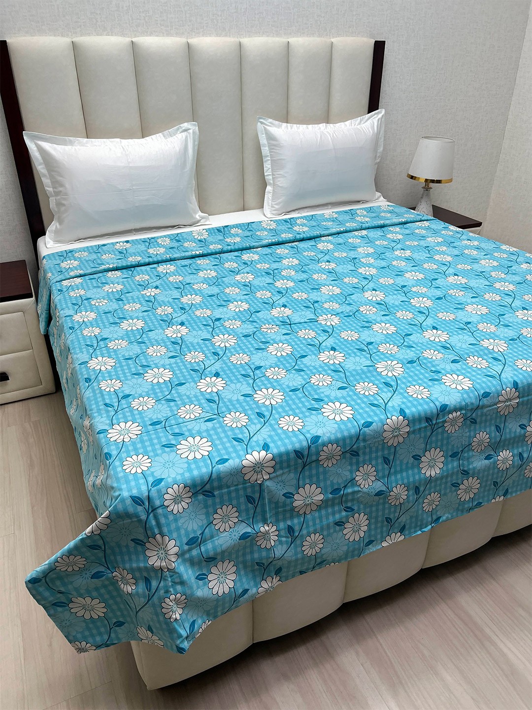 

Pure Decor Cotton Double Bed King Size winter Duvet Cover for Comforter Quilt & Rajai, Blue