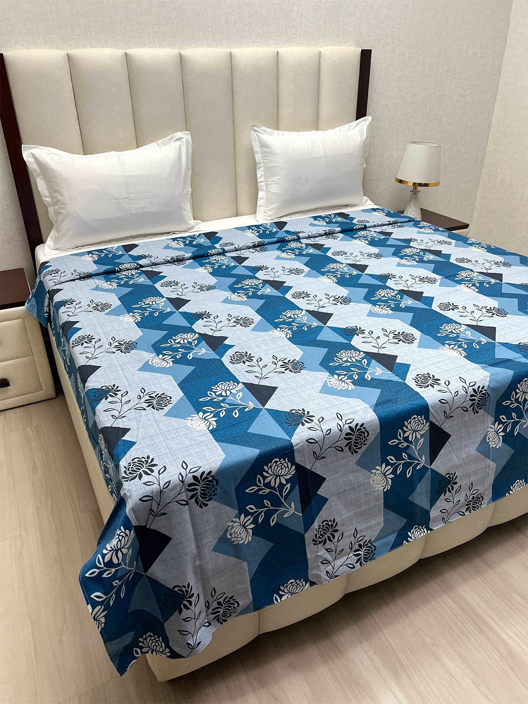 

Pure Decor Cotton Double Bed King Size Winter Duvet Cover for Comforter Quilt & Rajai, Blue