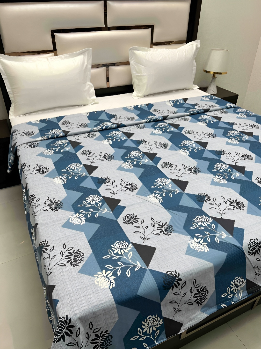 

Pure Decor Cotton Double Bed King Size Winter Duvet Cover for Comforter Quilt & Rajai, Blue