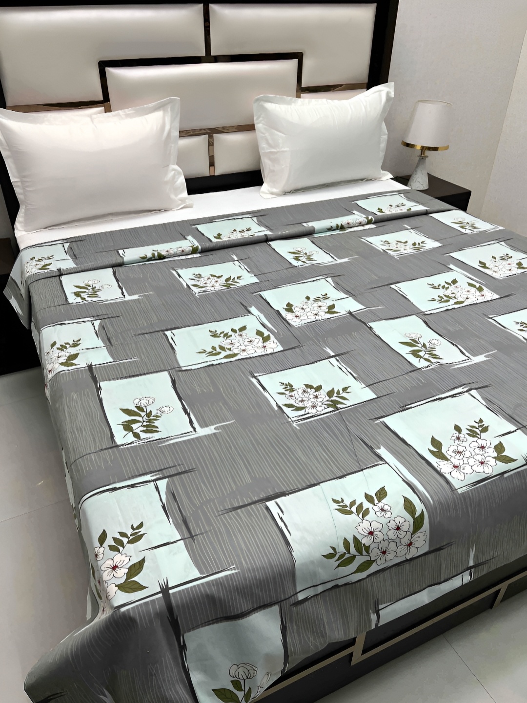 

Pure Decor Cotton Double Bed King Size Winter Duvet Cover for Comforter Quilt & Rajai, Grey