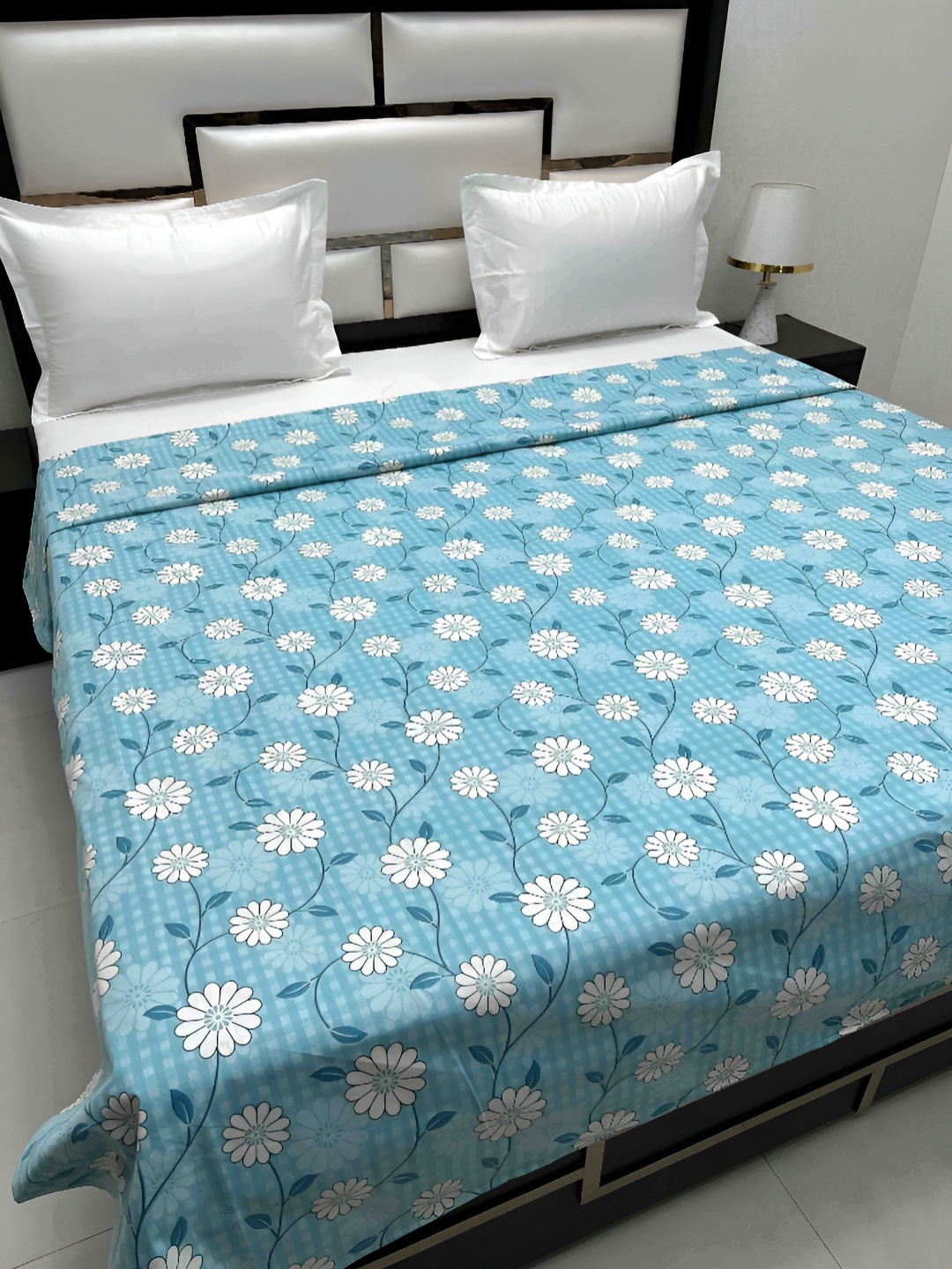 

Pure Decor Cotton Double Bed King Size Winter Duvet Cover for Comforter Quilt & Rajai, Blue