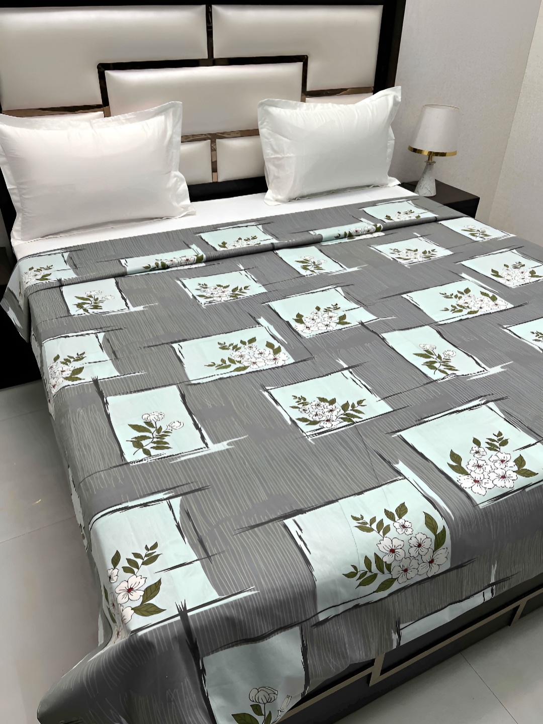 

Pure Decor Cotton Double Bed King Size Winter Duvet Cover for Comforter Quilt & Rajai, Grey