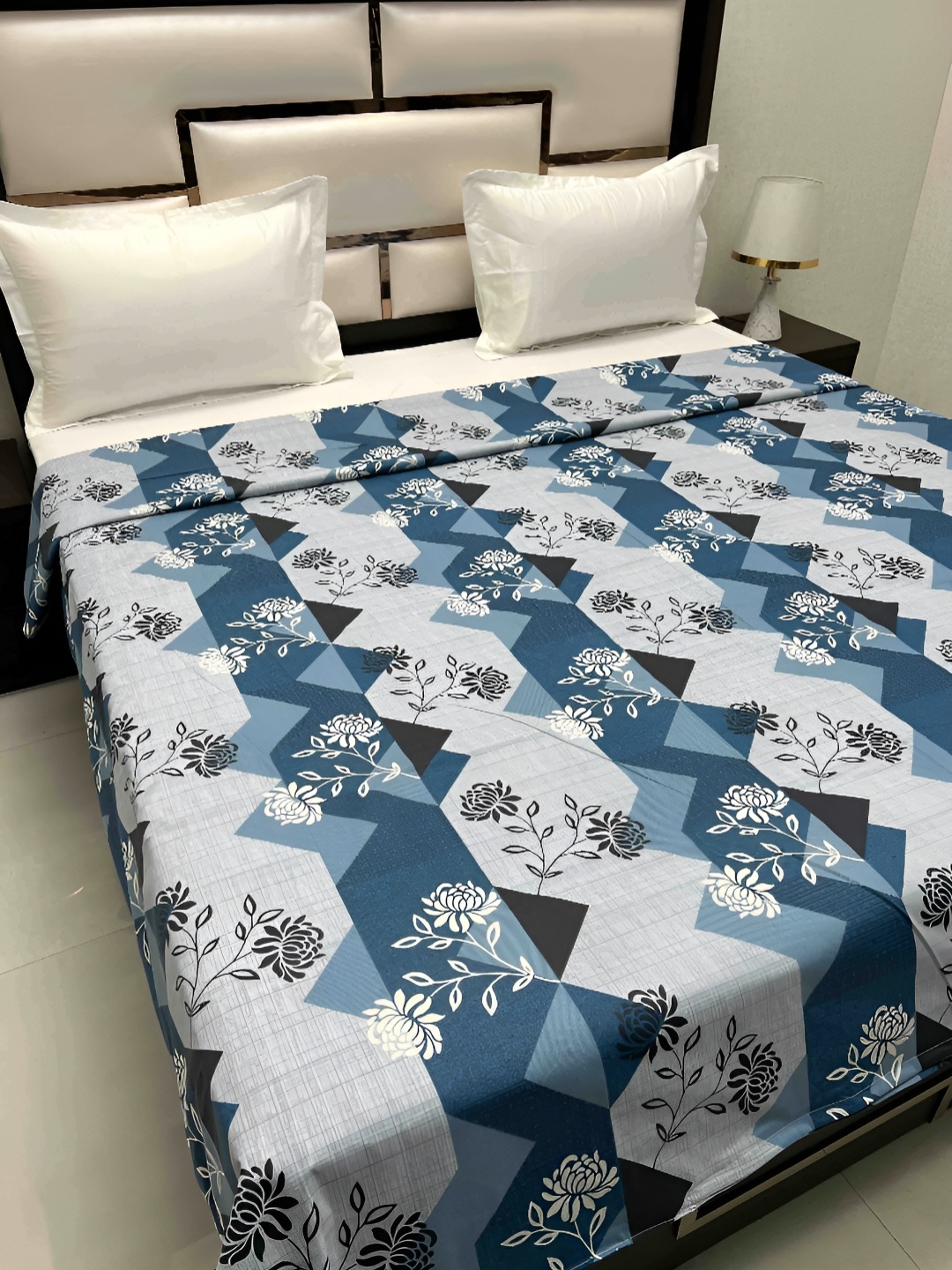 

Pure Decor Cotton Double Bed King Size winter Duvet Cover for Comforter Quilt & Rajai, Blue