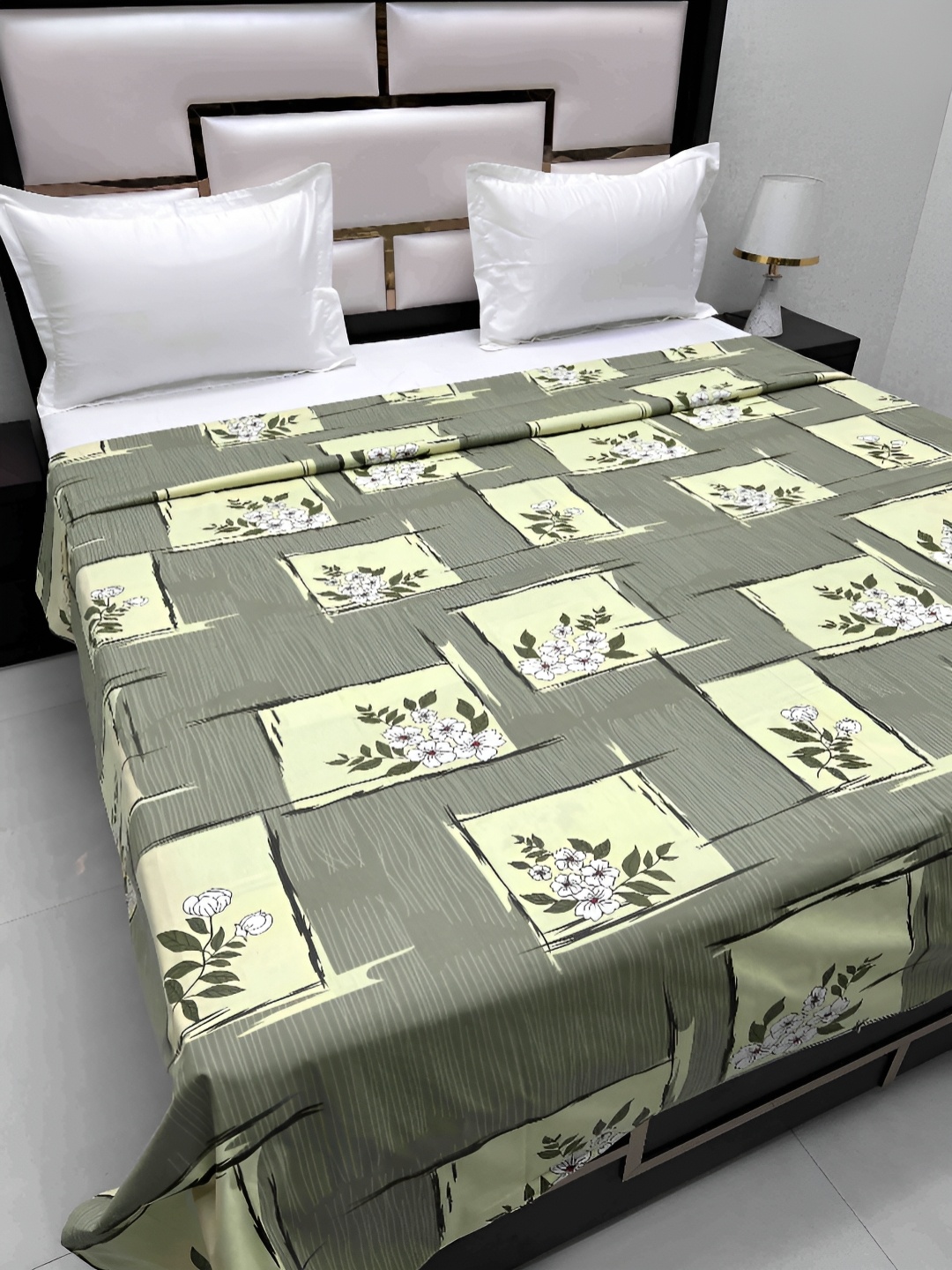 

Pure Decor Cotton Double Bed King Size Winter Duvet Cover for Comforter Quilt & Rajai, Green