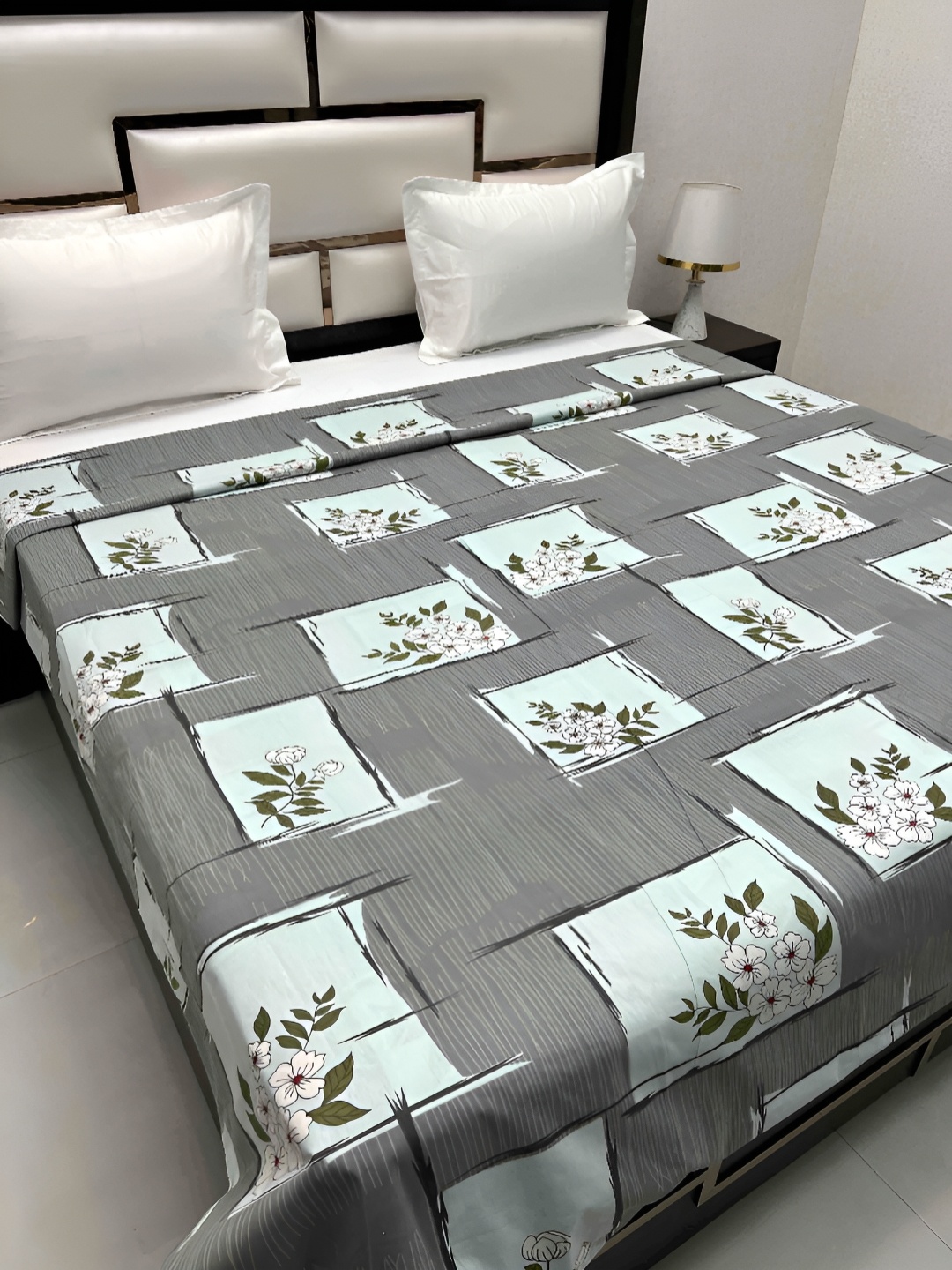 

Pure Decor Cotton Double Bed King Size Winter Duvet Cover for Comforter Quilt & Rajai, Grey