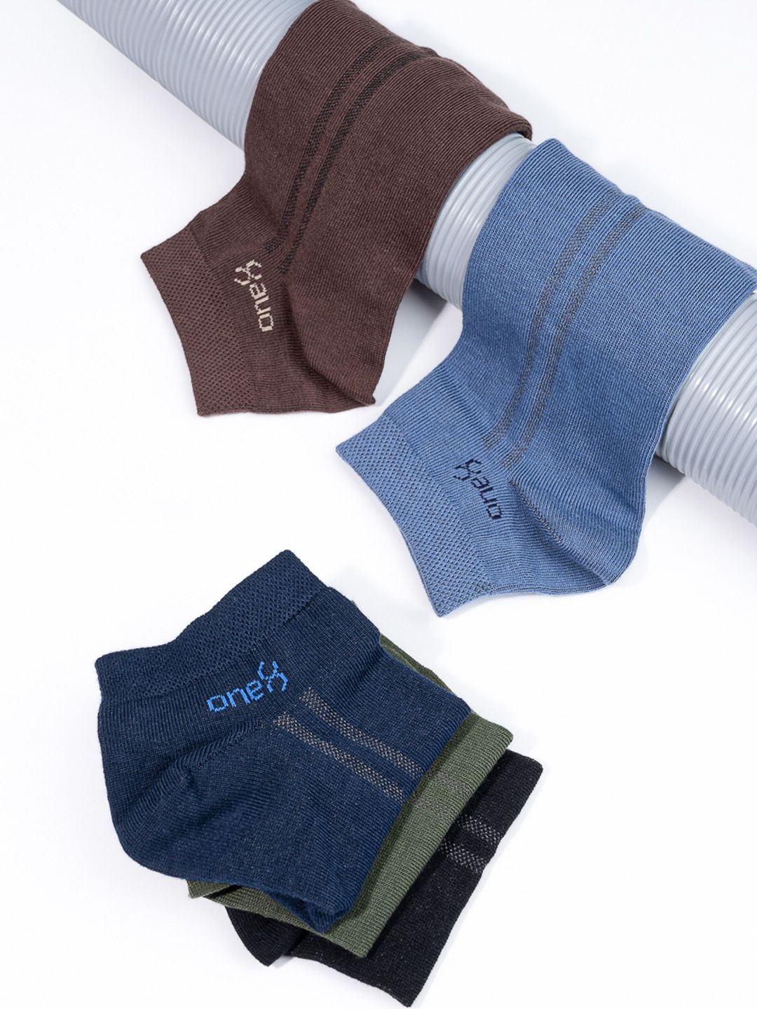 

One8 Men Pack Of 5 Cotton Friction-Free Ankle-Length Socks, Green