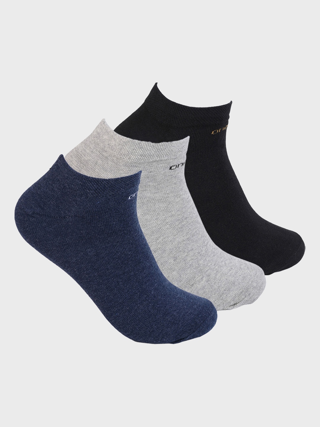 

One8 Men Pack Of 3 All Day Comfort Cotton Ankle-Length Socks, Grey melange