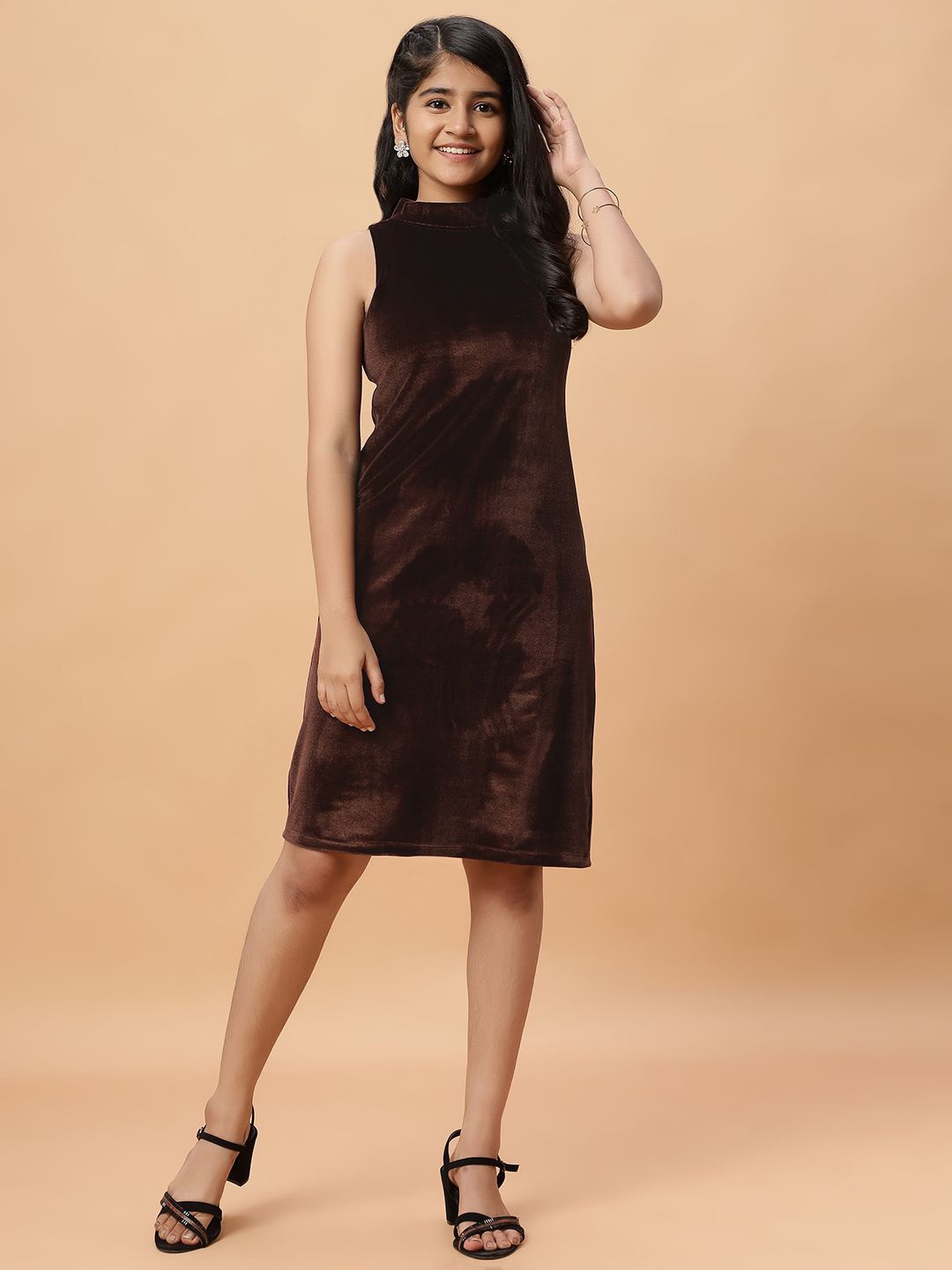 

TeenTrums Velvet Bodycon Midi Dress, Brown