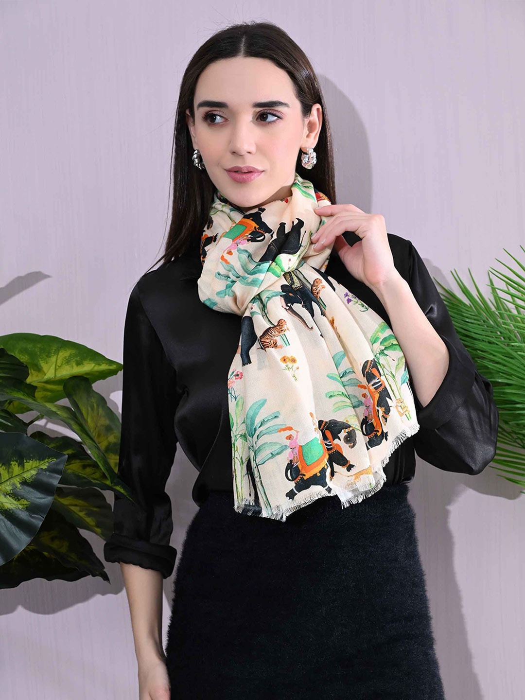 

Hencemade Women Printed Scarf, Beige