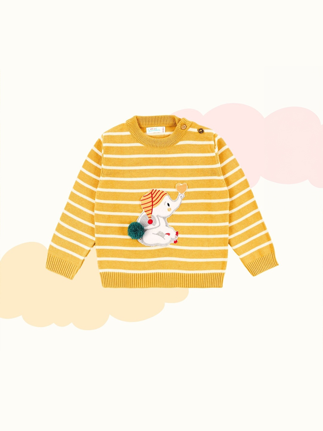 

Greendeer Unisex Kids Embroidered Pullover with Embroidered Detail, Mustard