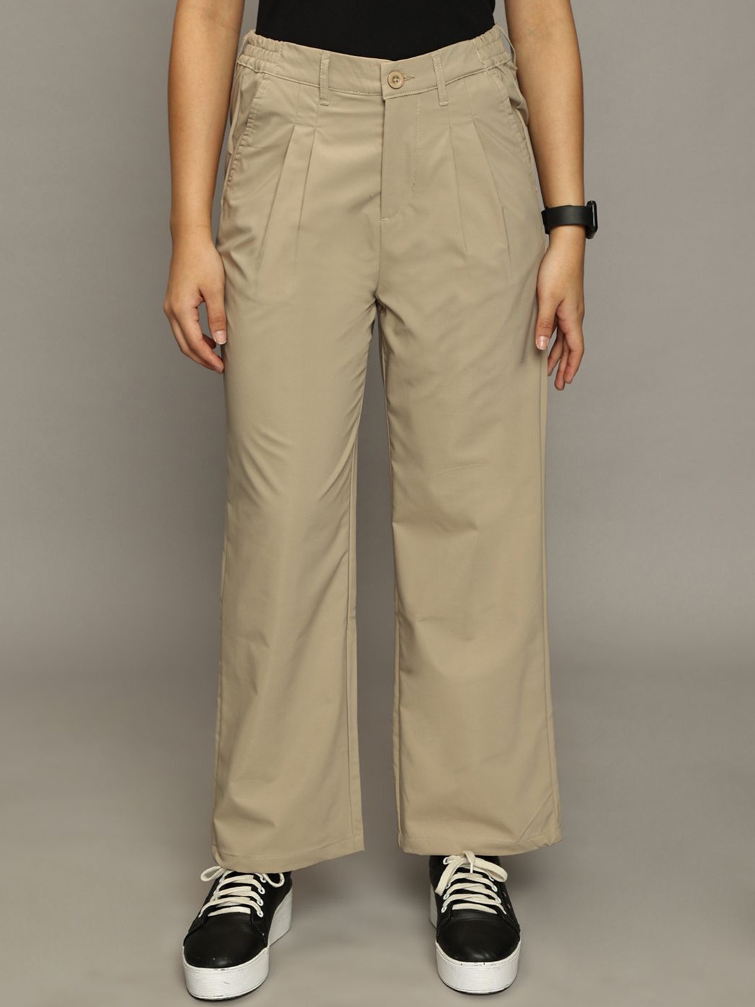 

The Roadster Lifestyle Co Loose-Fit Baggy Trousers, Beige