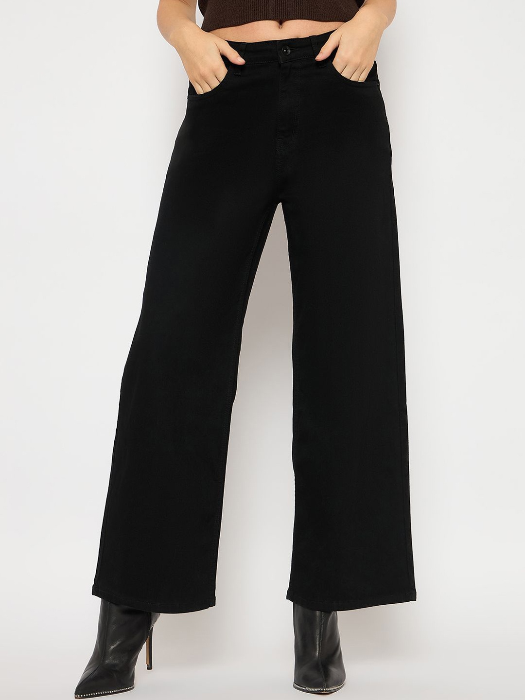 

Madame Women Wide Leg Jeans, Black